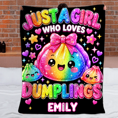 Personalized Rainbow Glitter Dumpling Blanket – Custom Name Cute Squishy Dumpling Blanket – Gift For Kids & Dumpling Lovers