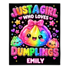 Personalized Rainbow Glitter Dumpling Blanket – Custom Name Cute Squishy Dumpling Blanket – Gift For Kids & Dumpling Lovers