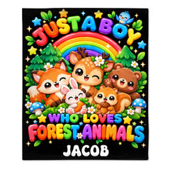Personalized Just a Boy/Girl Who Loves Blanket – Custom Name Cute Cartoon Theme Blanket – Gift For Kids & Boys and Girls