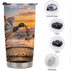 Personalized Wildlife Thermos Cup – Custom Name & Scenic Duck, Moose, Deer and Bear Designs – Gift For Nature Lovers